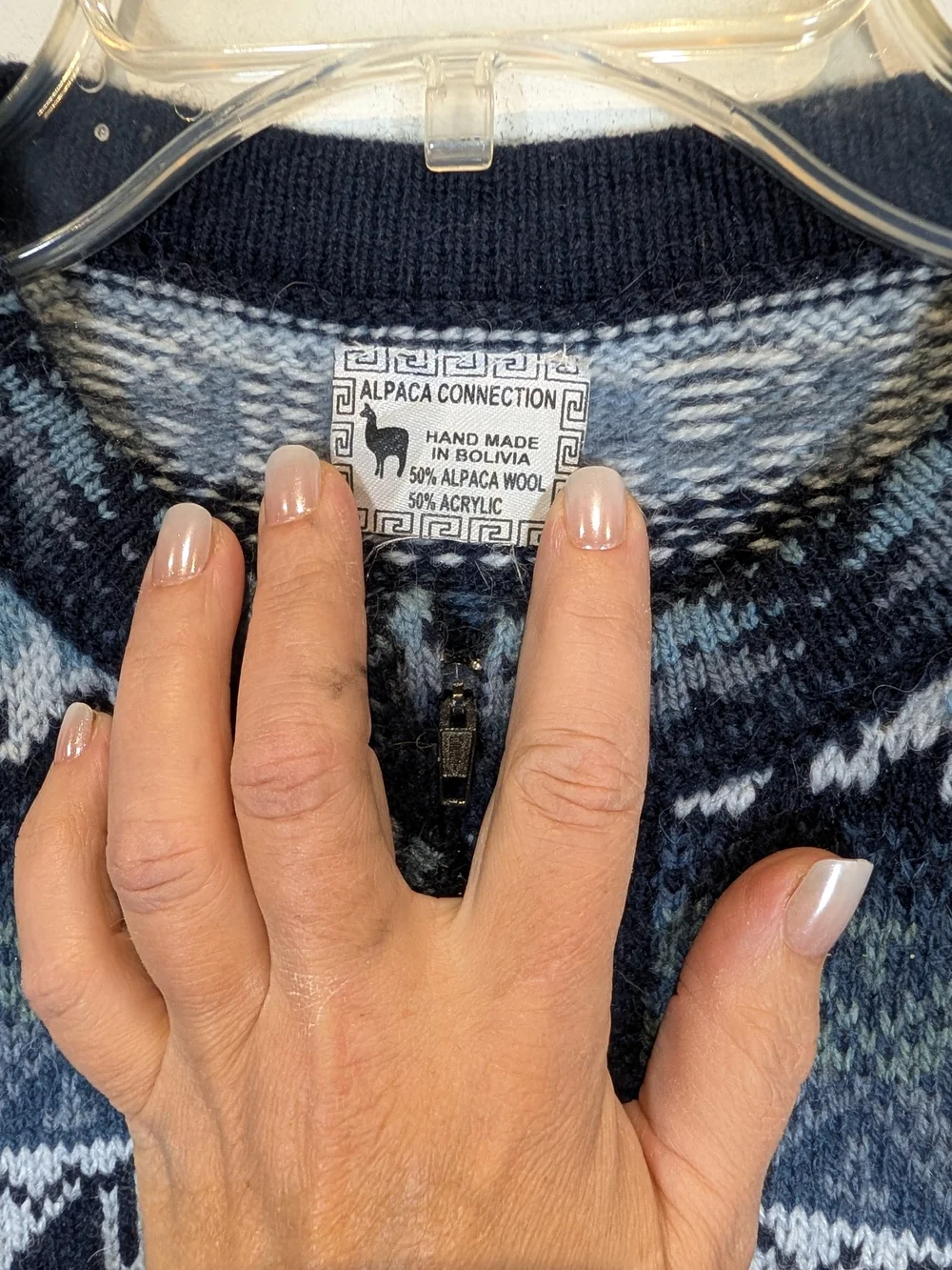 Alpaca Connection Blue Knit Cardigan Sweater, Free Size
